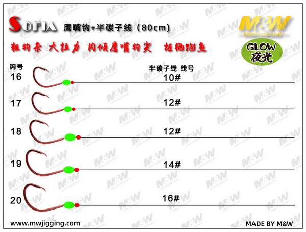 鹰嘴钩+半碳子线（80cm）